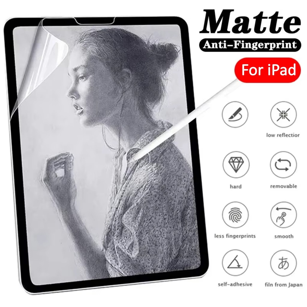 ฟิล์มกระจกผิวเนื้อกระดาษ ใช้สำหรับiPad Gen11/10/9/8/7/6/5 Air7/6/5/4/3/2/1 mini7/6/5/4/3/2/1 pro11/12.9air13 2024