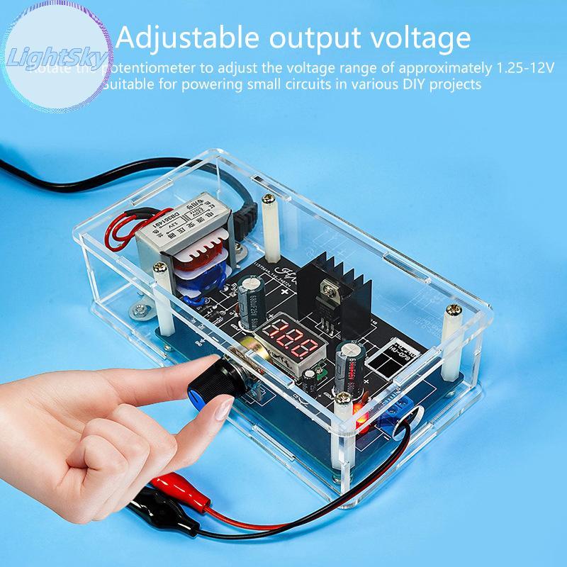 LightSky LM317 แหล่งจ่ายไฟแบบปรับได้ DIY ชุดควบคุมแหล่งจ่ายไฟโมดูลแรงดันไฟฟ้าส่วนประกอบเชื่อมการผลิต