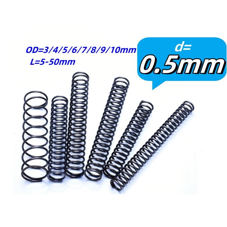 65Mn สปริงเหล็กอัดสปริง d0.5mm*OD3-10mm*L5-50mm แรงดันแรง สปริงกลับ สปริงอัด สปริงป้องกันความเมื่อยล