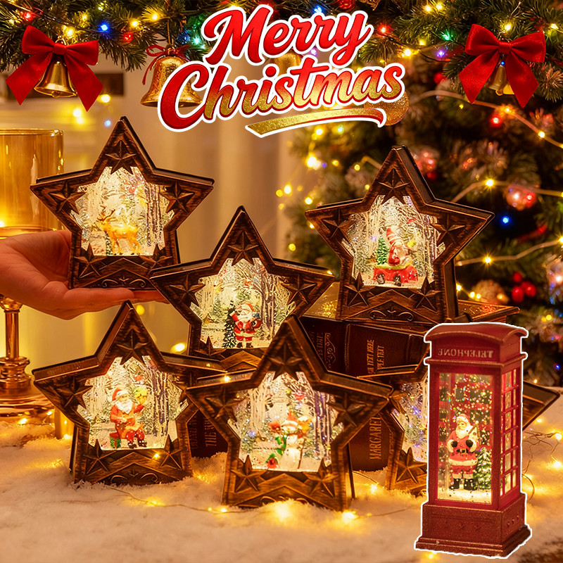 โคมไฟคริสต์มาส LED รีทรอค สไตล์เรโทร ลายซานตาคลอส ไฟประดับตกแต่งปาร์ตี้ ตกแต่งบ้าน โคมไฟคืนเล็ก