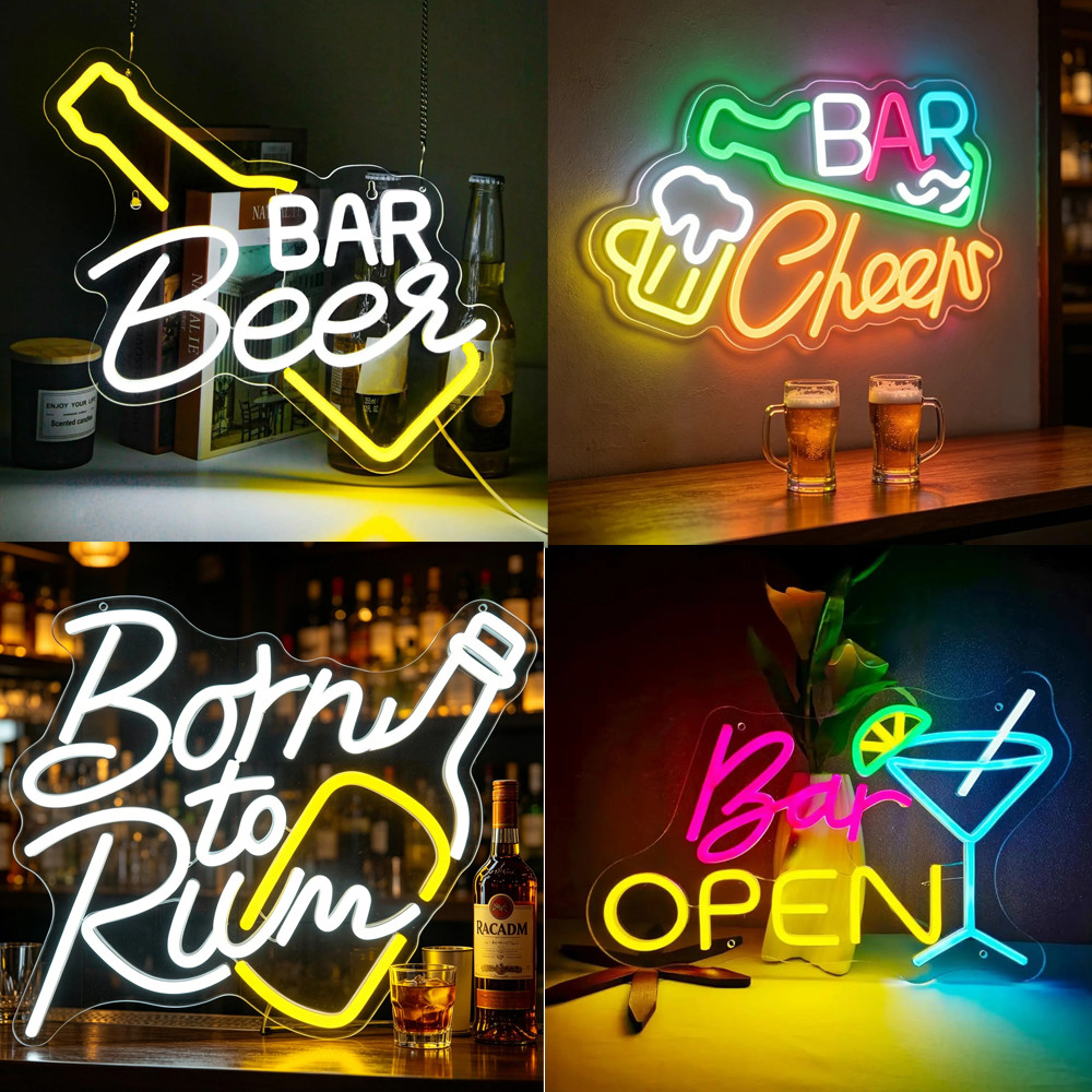 Born to Rum Neon Sign USB ขับเคลื่อนไฟ LED หรี่แสงได้นีออนสําหรับ Home Bar Tiki Room เกมตกแต่งห้องขอ