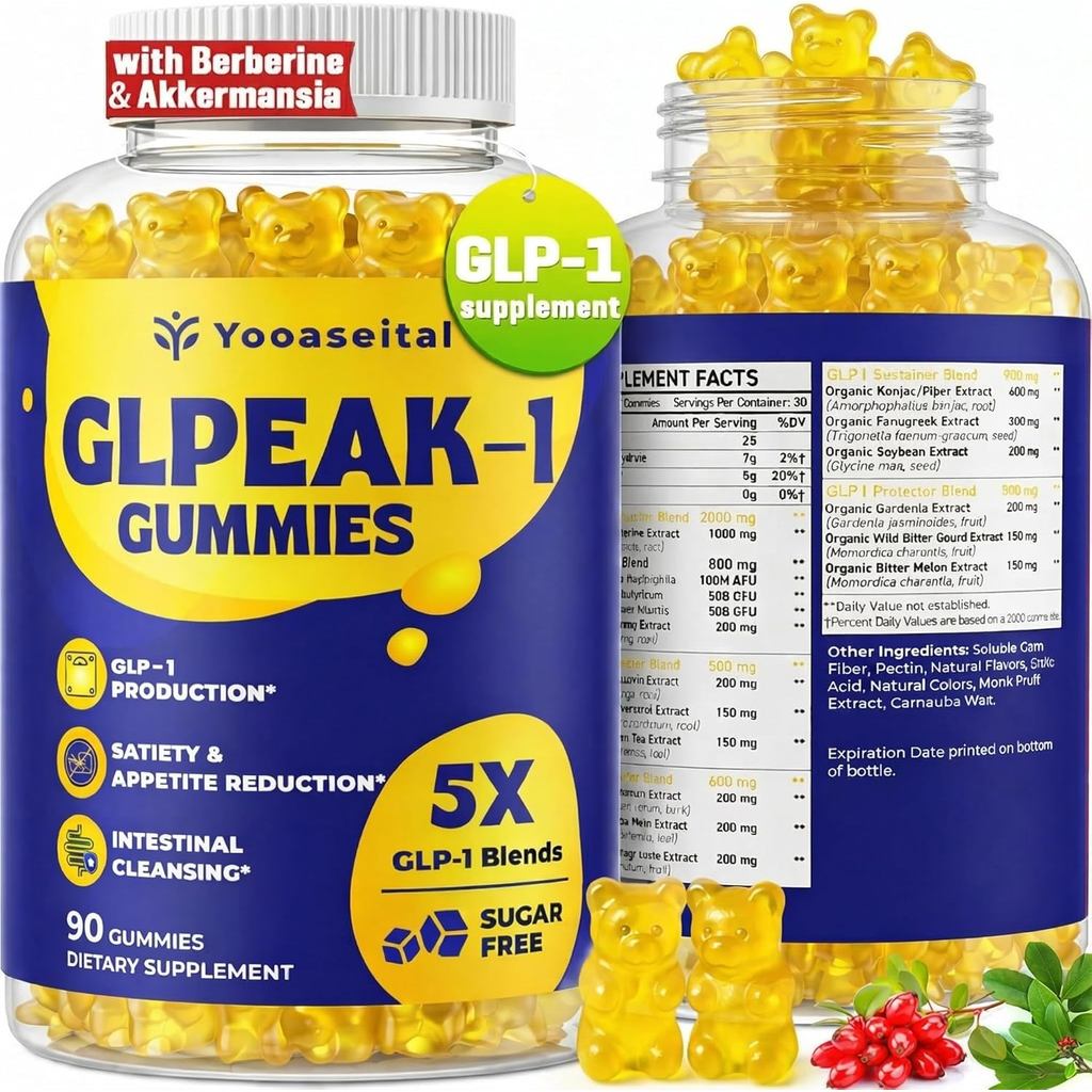 GLP-1, GLP-1 อาหารเสริมสําหรับผู้หญิงและผู้ชาย, GLP 1 Gummies พร้อม Berberine, Akermansia Probiotic,