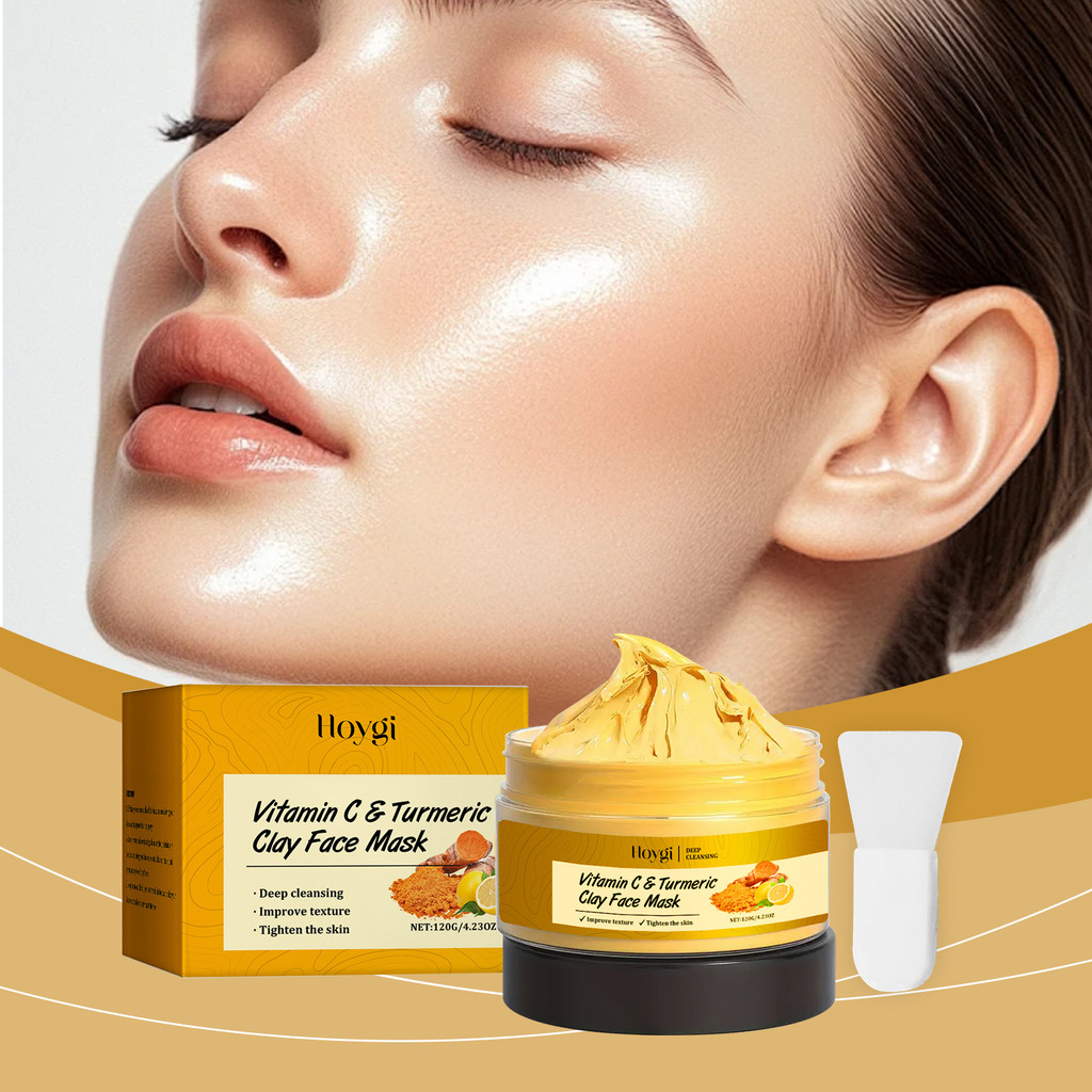 HOYGI มาส์กโคลนทําความสะอาดขมิ้น Hydrating Cleanser Purifying Pores ผิวหน้า Smearing Mud Mask WJG