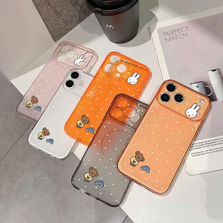 เคสไอโฟน16 เหมาะสำหรับ IPhone 12 11 17 15 14 13 Pro MAX 15 Plus Air กรอบโทรศัพท์ป้องกันการตกของหมีและกระต่าย