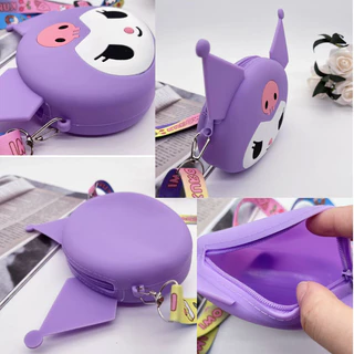 ZZ HOME01 Sanrio กระเป๋าสะพายไหล่ ซิลิโคน ลาย Hello Kitty Kuromi My Melody Labubu ใส่เหรียญได้ ของเล่นสําหรับเด็ก