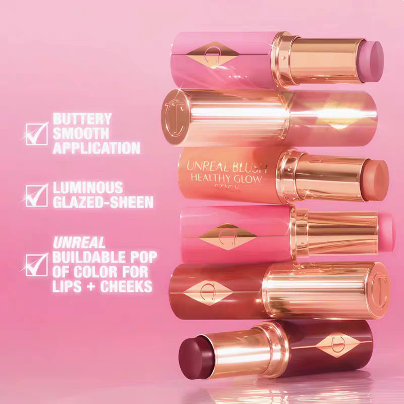 Charlotte Tilbury CT Unreal Lipstick Powder Blusher 9ml พร้อมกรดไฮยาลูโรนิก ให้ความชุ่มชื้นยาวนาน กระจ่างใส