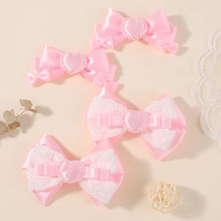 2 ชิ้นสาวพิมพ์เย็บปักถักร้อยผม Bows คลิปผ้าฝ้ายสด Hairgrips Headwear เด็กอุปกรณ์เสริมผมคลิปผมชุด