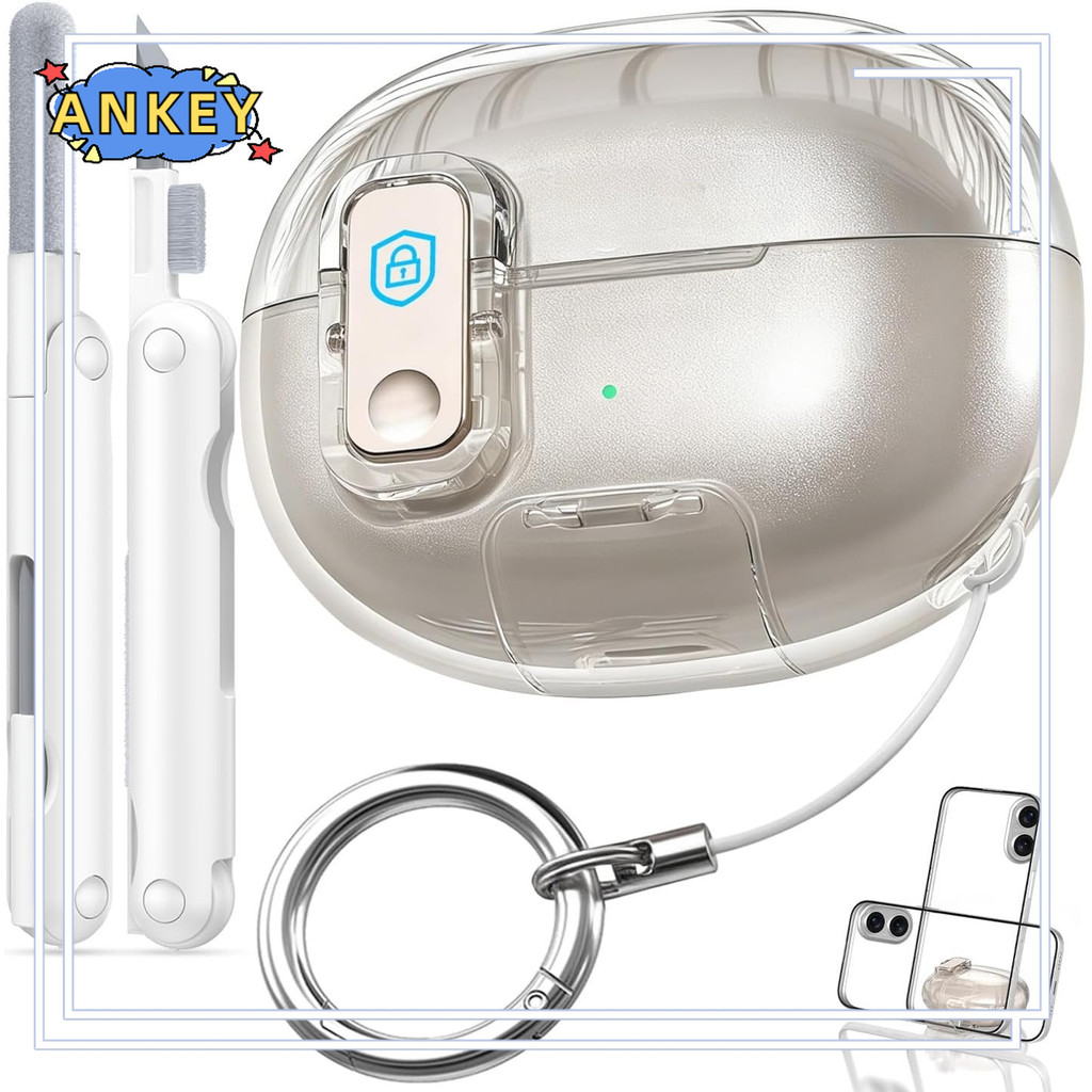 Compatible with Shokz OpenDots 2 E320 Transparent Case with Safety Lock for SHOKZ OpenDots One E310 Soft TPU Clear Case Drop Protective Earbuds with Cleaning Kit