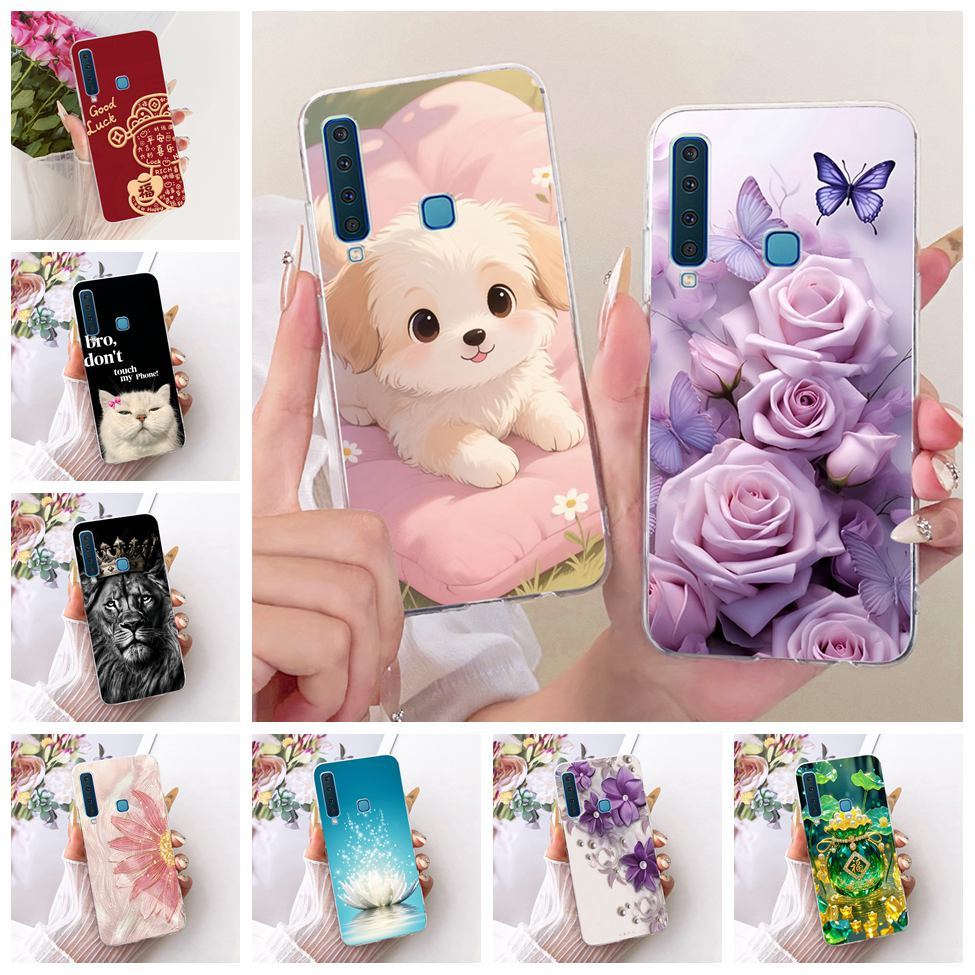 SAMSUNG ปลอกใสสําหรับSamsung A9 2018 กรณีน่ารักการ์ตูนแฟชั่นผีเสื้อตลกทาสีสําหรับSamsung Galaxy A9 2