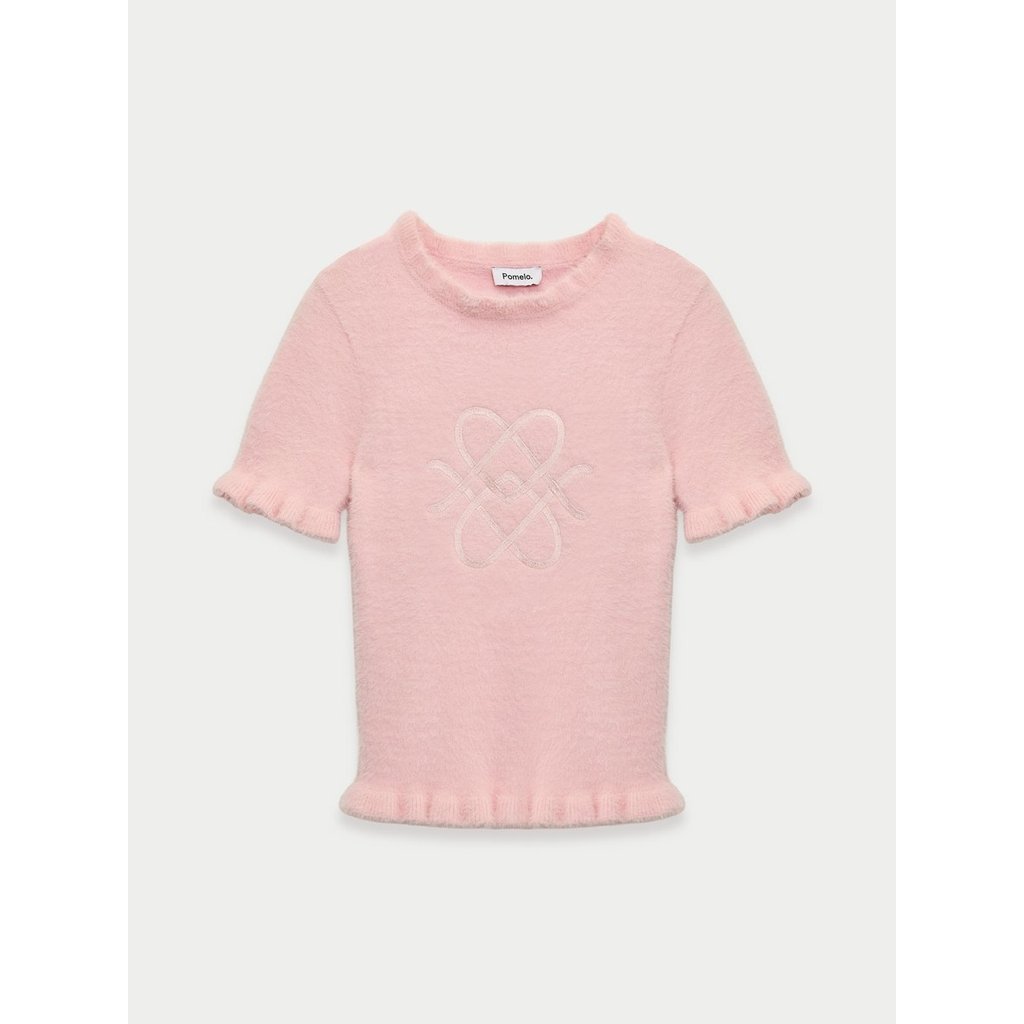 [Pomelo] เสื้อไหมพรมถักระบายลายดอกกุหลาบ / Ruffle Knit Top