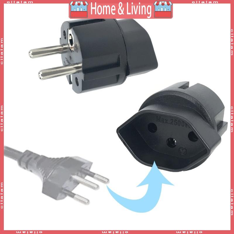 CI Power Socket Adapter 10A 250V Travel Portable Swiss to European Plug Adapter