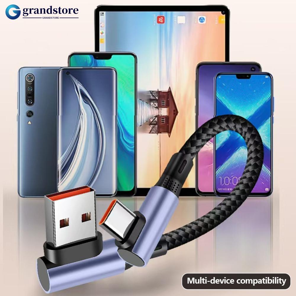 GRS 15 ซม./30 ซม.6A 100W Fast Charging สายสั้น 90 ข้อศอก USB A ถึง Type C สําหรับ Power Bank USB C ถ