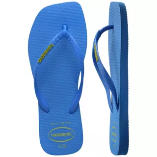 HAVAIANAS รองเท้าแตะ Slim Square Logo Pop Up Brilliant Blue 41489593504NF_H5BLXX