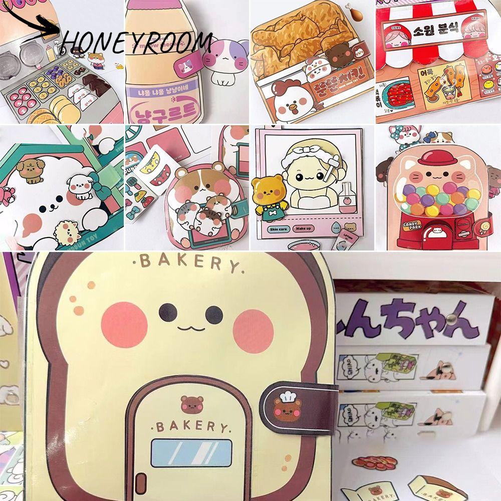 HONEYROOM Waffle Quiet Book, Paper Bread Cartoon Busy Book, Creative Handmade Toy สีสันร้านสะดวกซื้อ