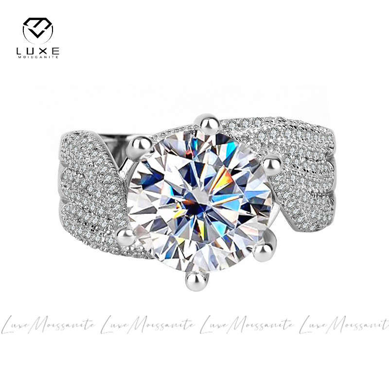 จริง Moissanite 3CT 5CT หกง่ามตัดสีขาว D Deluxe Stud ต่างหู S925 เงินสเตอร์ลิง Q6203 พร้อมการรับรอง 