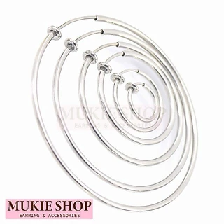 Mukie shop DIY ต่างหู [ต่างหูห่วงแบบหนีบพร้อมส่ง] ต่างหูหนีบ ห่วงสปริง ขนาด1.5cm-6cm แพ็คคู่ (2ชิ้น)