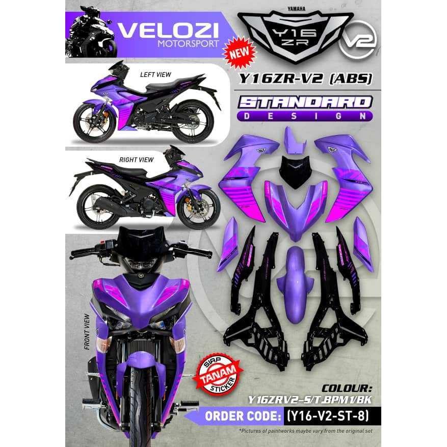 VELOZI ( BATMAN SERIES STICKER TANAM PURPLE ) Y16 V2 ABS Y16ZR BODY COVER SET TEAM UNO