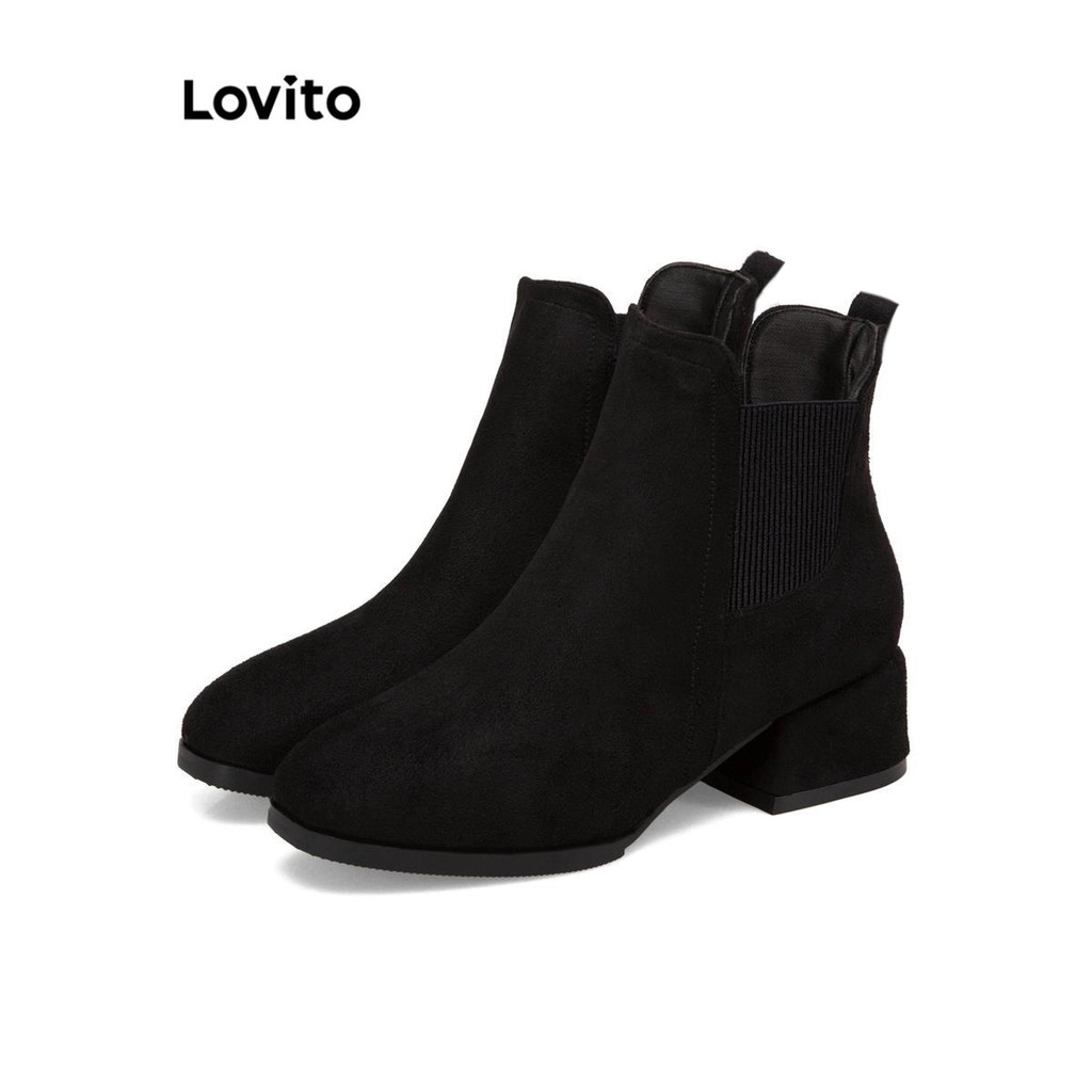Lovito بوت تشيلسي قصير شامواه بكعب عريض — صورة 2
