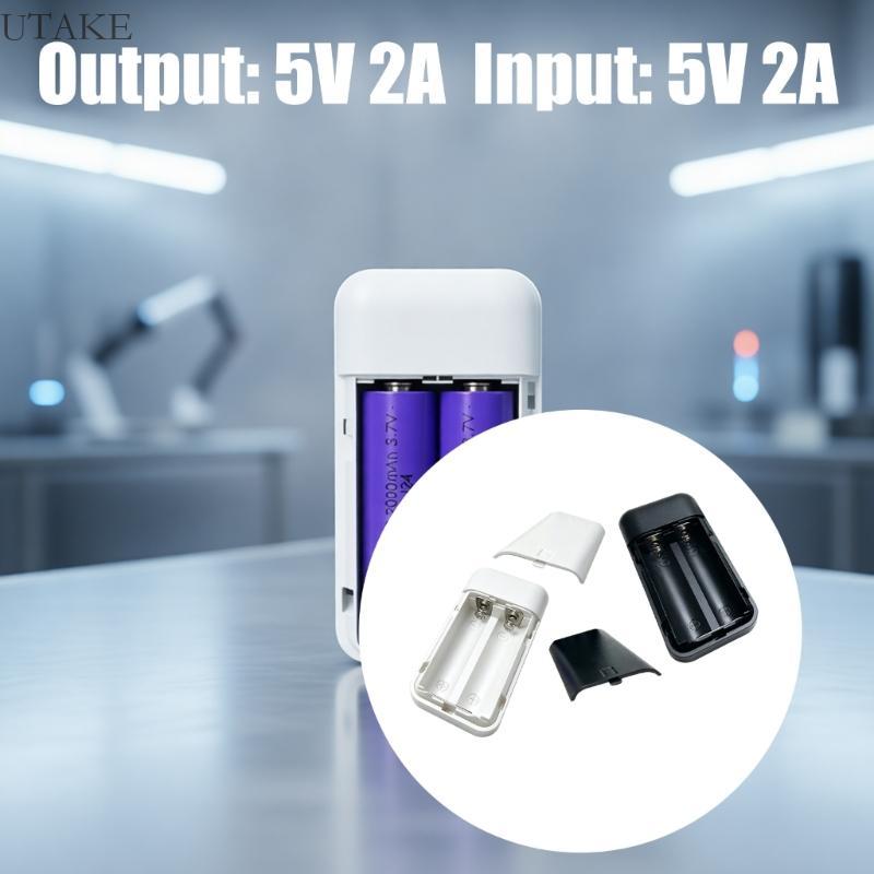 Utake ที่ถอดออกได้ 18650 Powerbank DIY สําหรับ 2 ชิ้น 18650 ประกอบกรณีพลาสติกสําหรับกล่องไฟสํารองฉุก