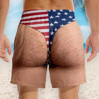 USA Patriotic Stars Stripes Red White Blue Briefs ความแปลกใหม่ 4th Of July กางเกงว่ายน้ํากางเกงขาสั้นสําหรับผู้ชาย