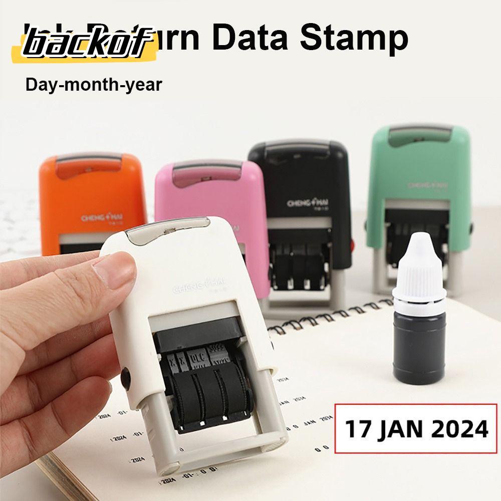 BACKOF Self-Inking Stamps,เวอร์ชันภาษาอังกฤษ Smooth Running Day-month-year Data Stamp,หมึกอัตโนมัติค