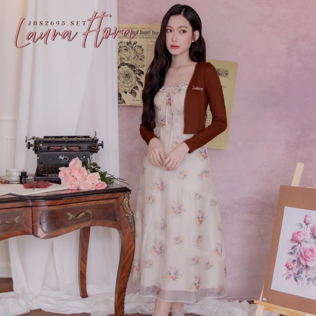#JBS2695 Laura Flora Set(Dress+Cardigan) Joobs studio