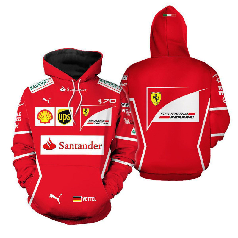 2025 Ferrari Hoodie 3D Digital Print Carlos Drivers Team Red Ferrari F1 Team Shirt
