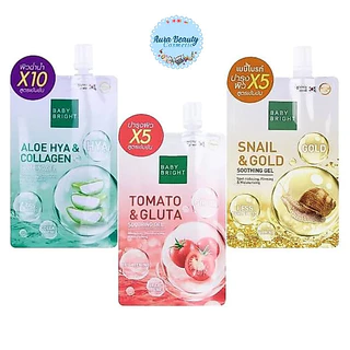 (3ซอง/กล่อง) Baby Bright Soothing Gel Serum Aloe Hya Collagen / Tomato Gluta / Snail Gold เจลเซรั่มบำรุงผิว 50g