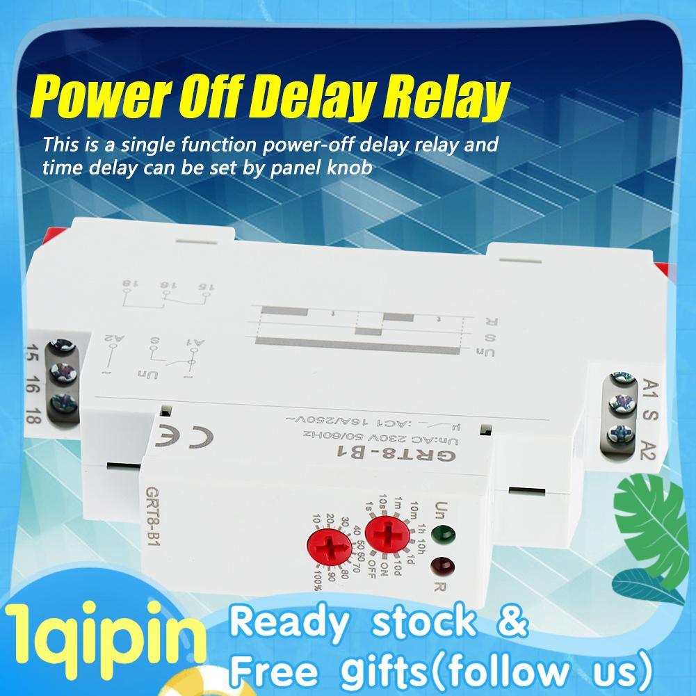 1qipin.th ปิดหน่วงเวลารีเลย์ GRT8-B1 Mini Power AC 220V 6VA/1.3W 500mW 50-60Hz DIN Rail ประเภทจับเวล