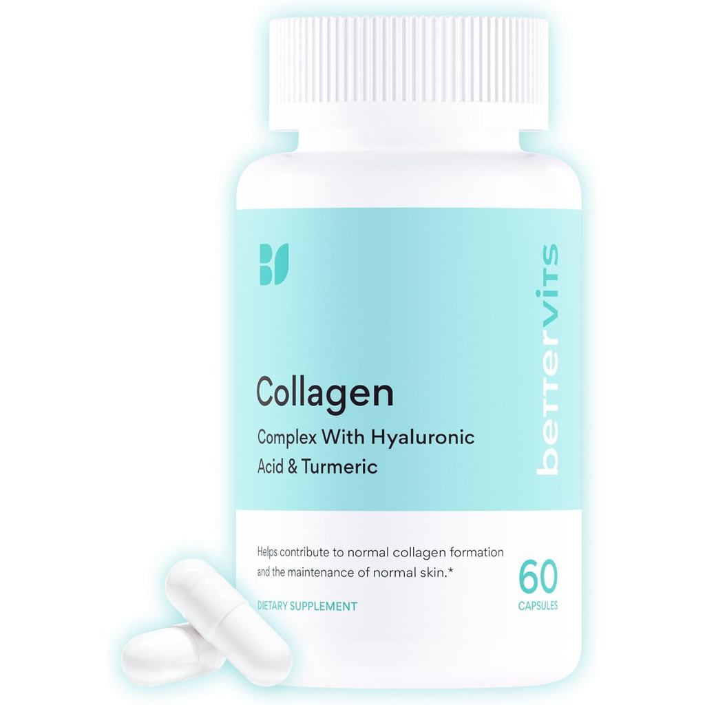 BettervitsCollagenPeptidesComplexwithHyaluronicAcid&Turmeric|HydrolyzedMarineCollagenSupplementsforW