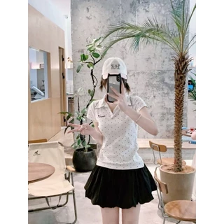 พร้อมส่งจากกทม ปัก เสื้อยืดแขนสั้นคอปก เสื้อคอปกกระดุมหน้า ผ้านิ่ม ใส่บาย รวมเสื้อลายจุด🎀Velca