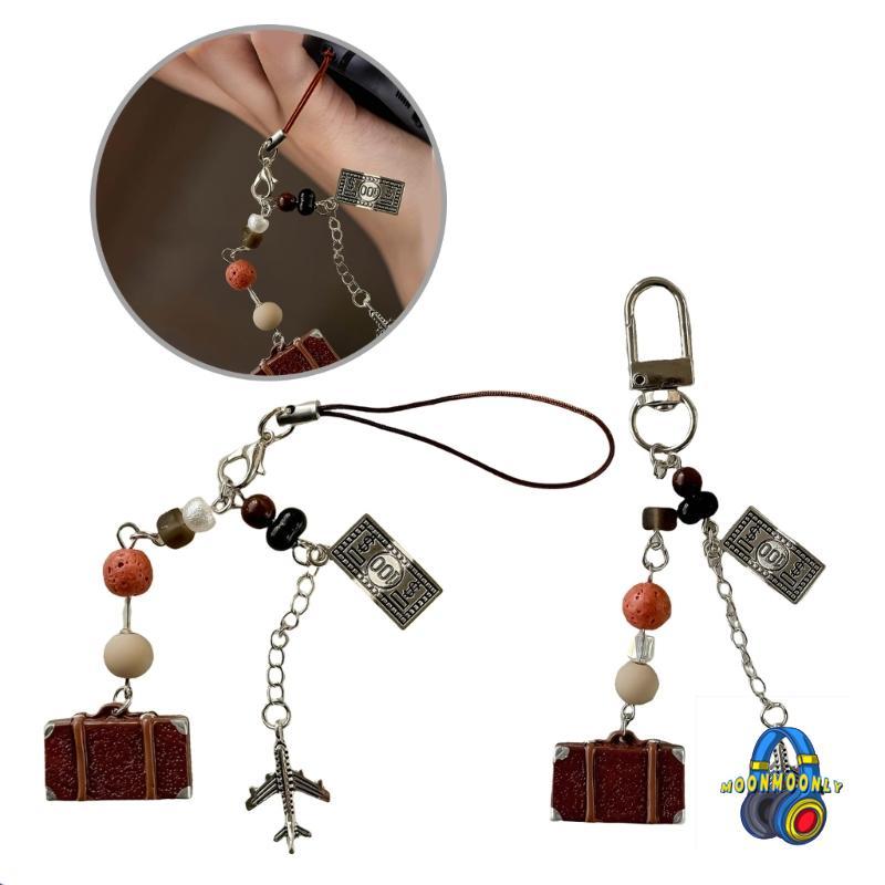 MOON Retro Designs Alloy Plane Plane Plane Pendant Mobile Chain พวงกุญแจน้ําหนักเบาและทนทานสําหรับ C