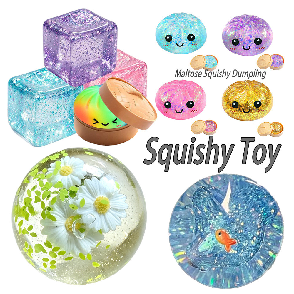 Squishy Toy Glitter Ball Squeeze ASMR Fidget Toys Set