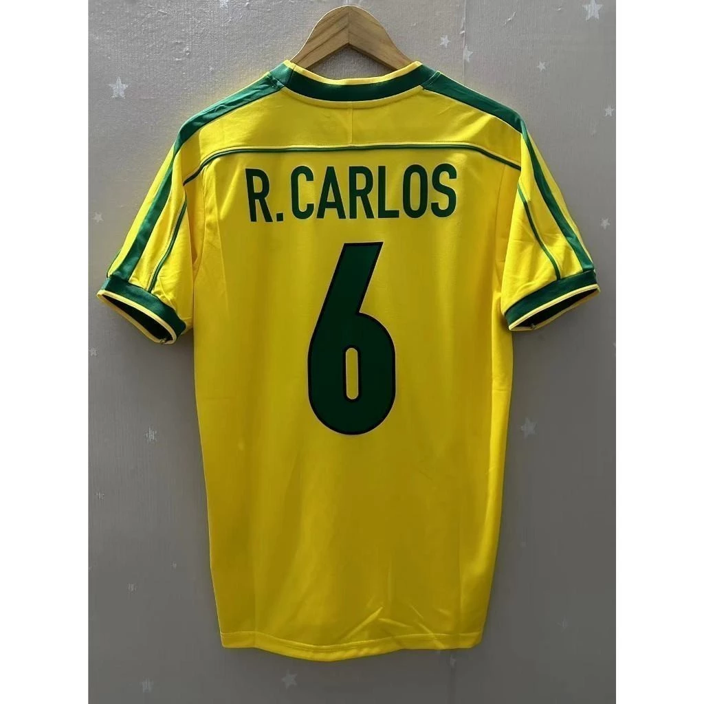 Retro 1998 Brazil Ronaldo R CARLOS Top Home Football Jersey Shirt 98abac