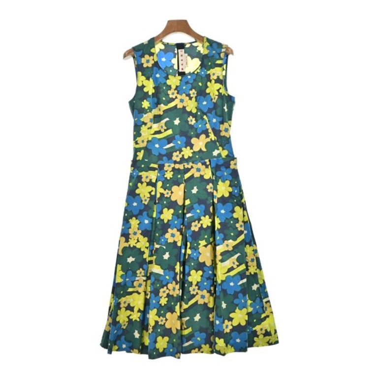 MARNI Dress Women Green Navy Yellow All-over print Direct from Japan Secondhand