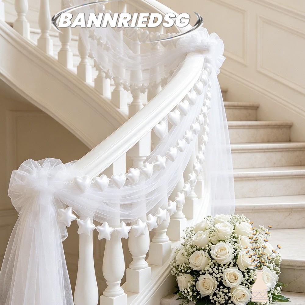 BANNRIEDSG989YR 10/12/15/20 ชิ้น Faux ไข่มุกขนาดใหญ่, มุกกลมพลาสติกลูกปัด Garland, DIY จําลองรูปหัวใจดาวแขวน String งานแต่งงานฉากหลัง