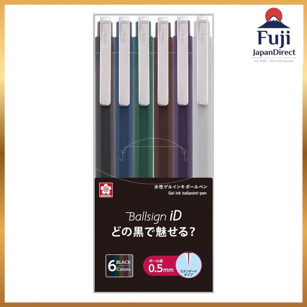 Sakura Crepas Gel Ink Ballpoint Pen Ball Sign iD Single 6 Color Set 0.5mm GBR405-6 Fuji JapanDirect