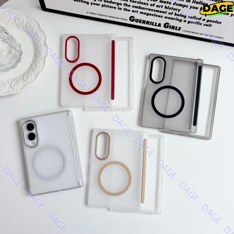 เคสแม่เหล็กสําหรับ Samsung Galaxy Z Fold8 Ultra 5 6 7 W24 W26 Clear Matte กันกระแทกคลุมทั้งหมดฝาครอบกันชน