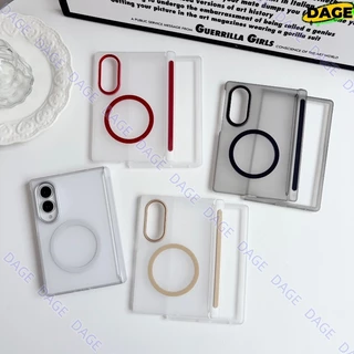 เคสแม่เหล็กสําหรับ Samsung Galaxy Z Fold8 Ultra 5 6 7 W24 W26 Clear Matte กันกระแทกคลุมทั้งหมดฝาครอบกันชน