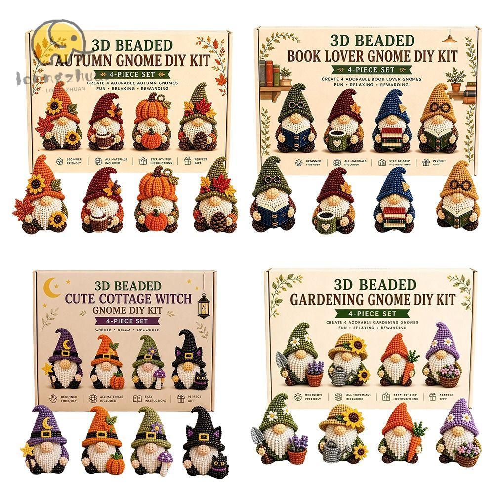LONNGUVO ลูกปัด Gnome DIY ชุด, ลูกปัดพลาสติก Gnome Craft Kit, DIY Handmade ตกแต่ง Gnome DIY ชุดตกแต่