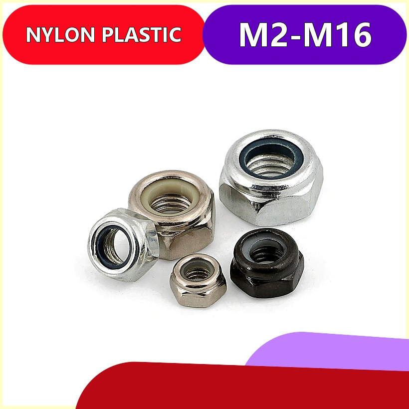 Nylon Insert Lock Nuts Nickel/Galvanized M2-M16 สําหรับเครื่องจักร 2.แอลเอ็มเอฟ