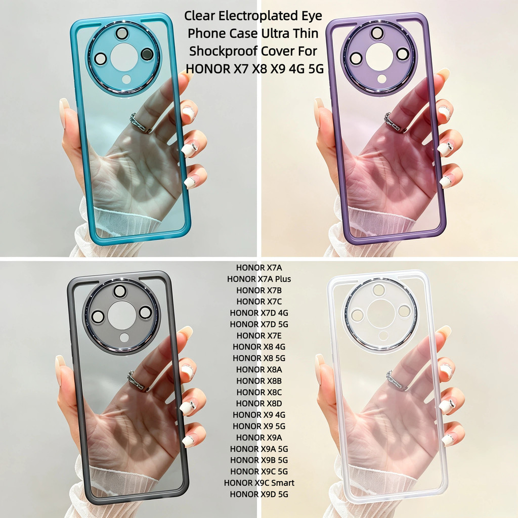 Clear Electroplated Eye เคสโทรศัพท์ Ultra Thin กันกระแทกสําหรับ HONOR X7 X8 X9 4G 5G