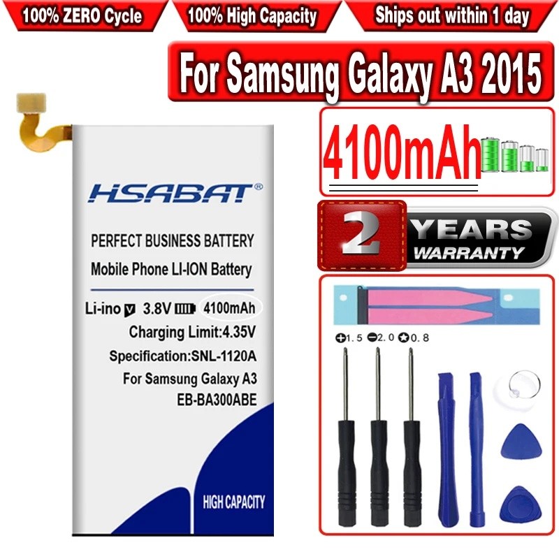 HSABAT EB-BA300ABE แบตเตอรี่ 4100mAh สําหรับ Samsung Galaxy A3 2015 A300 A3000 A300X A300H A300F A30