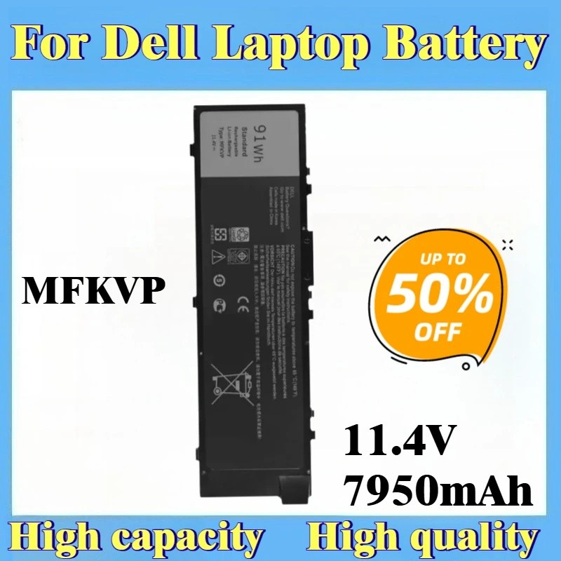 ใหม่เปลี่ยนแบตเตอรี่แล็ปท็อป 11.4V 7950mAh MFKVP สําหรับ Dell Precision 15 7510 7520 17 7710 7720 M7