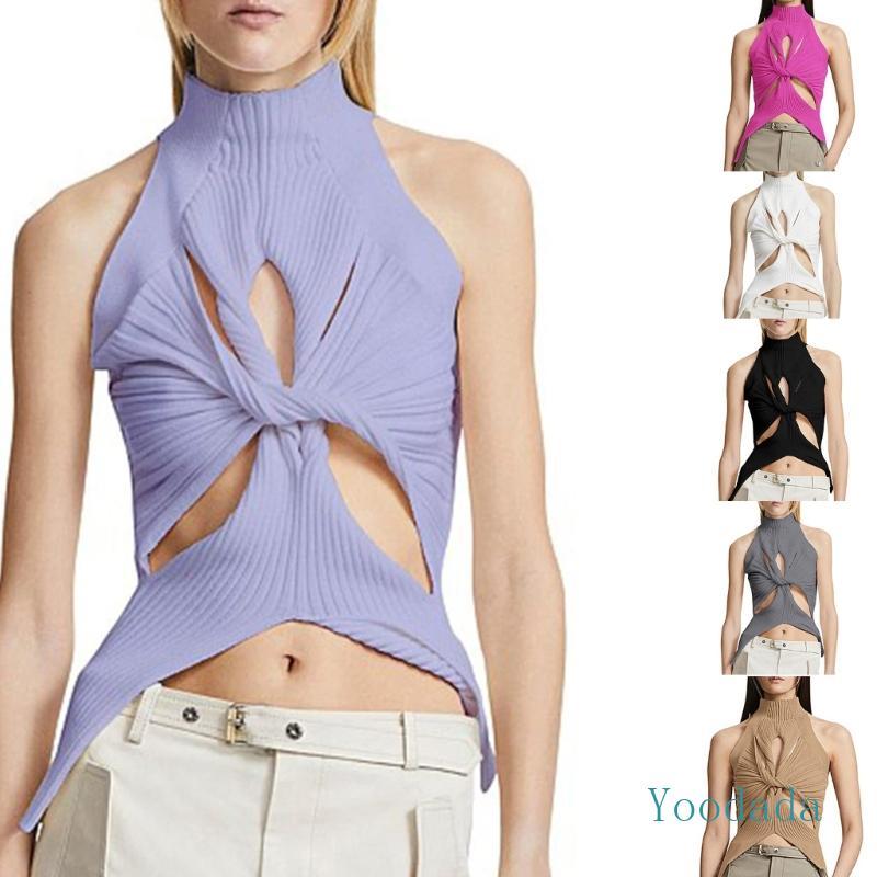 Yoo Breathable Cami Tops สําหรับผู้หญิงถักถังสาวตัด Crop Tops