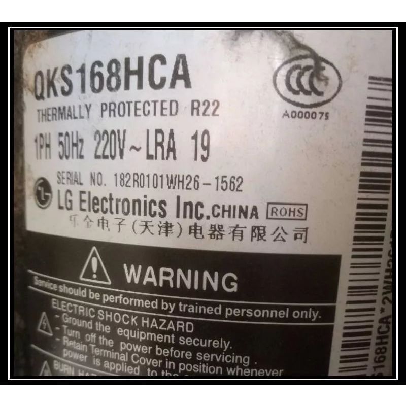 คอมเพรสเซอร์แอร์ทำความเย็น LG แบบโรตารี่ รุ่น QKS168HCA