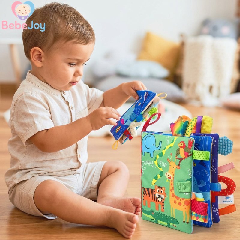 หนังสือผ้าเด็ก 3D Tail Sensory Animal Quiet Book Crinkle ล้างทําความสะอาดได้ Montessori Early Learning