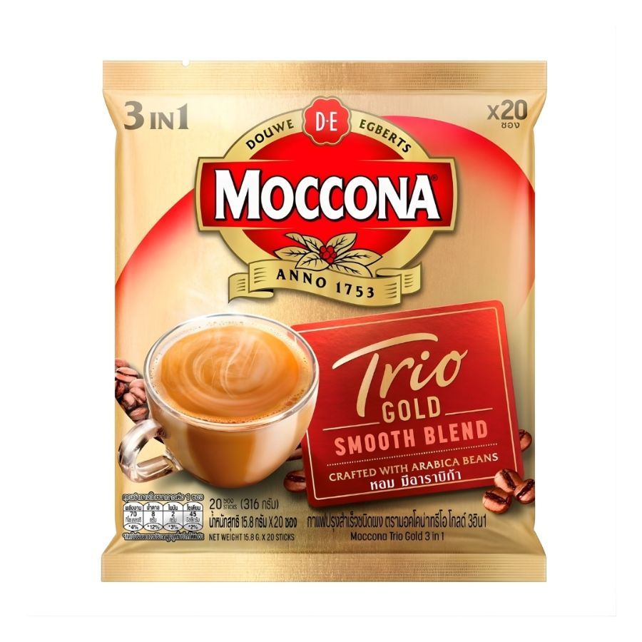 มอคโคน่า ทรีโอ โกลด์กาแฟสำเร็จรูป Moccona Trio Gold 15.8g. Pack20