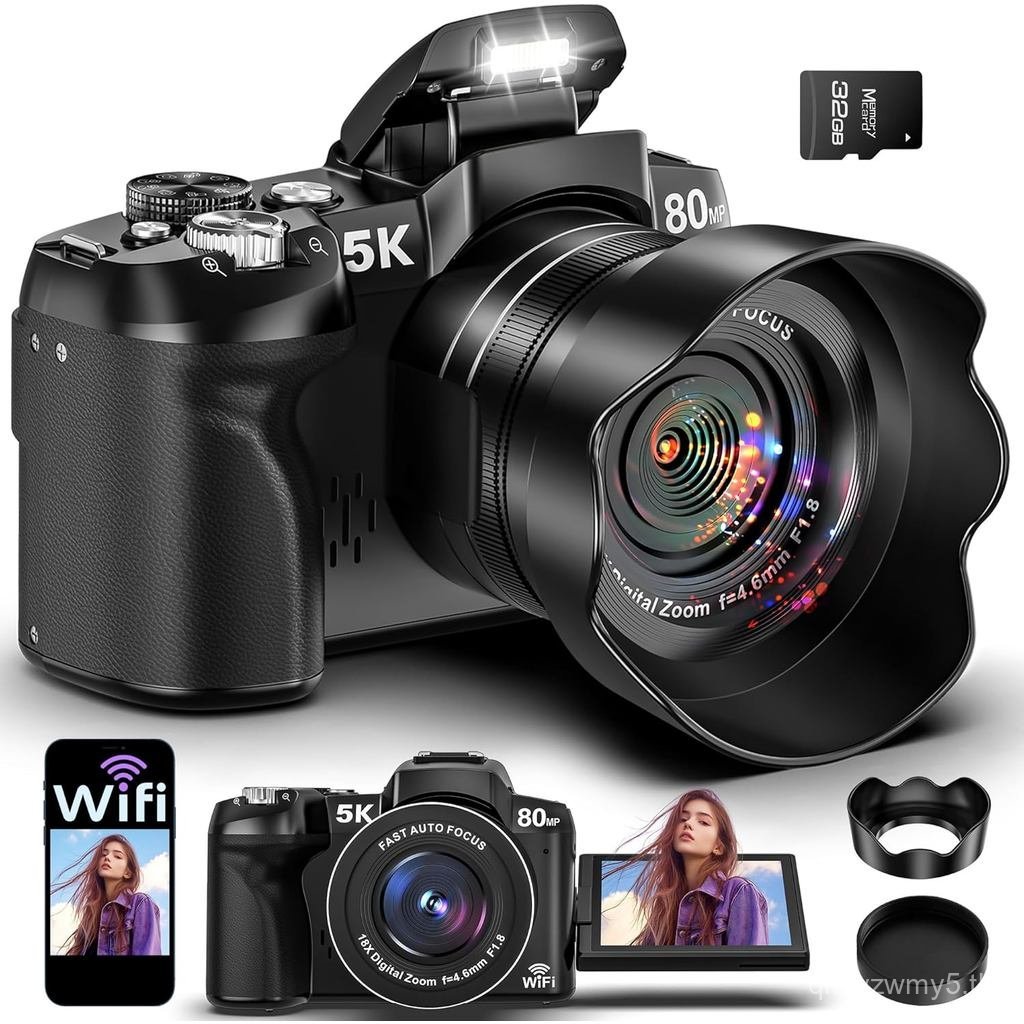 กล้องดิจิตอล 5K - กล้อง WiFi 80MP สําหรับถ่ายภาพ - UHD Fast Autofocus Vlogging Camera สําหรับ YouTub
