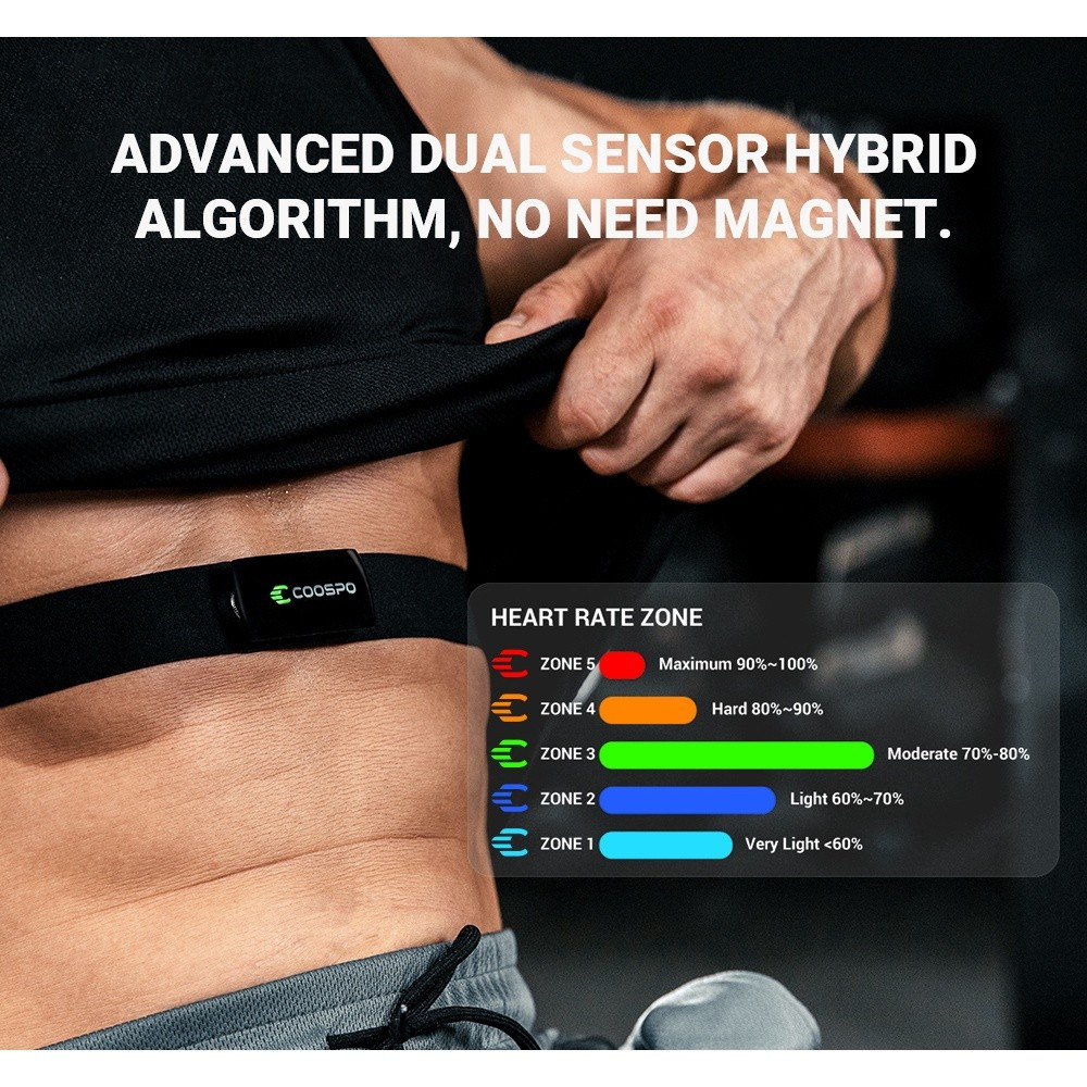 [New]Coospo H9Z สายรัดหน้าอกบลูทูธ 5.0 ANT+ HR เซนเซอร์ HRM Ip67 กันน้ํา สําหรับ Garmin wahoo Zwift